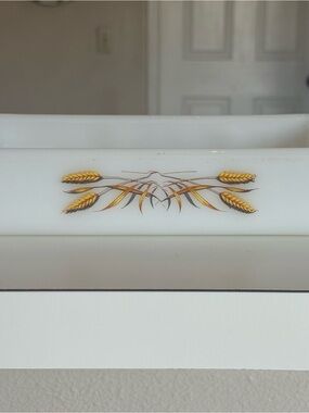 Vintage white milk glass Fire King baking set.